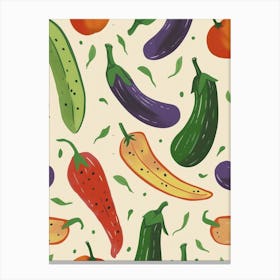 Courguette & Eggplant Pattern Canvas Print