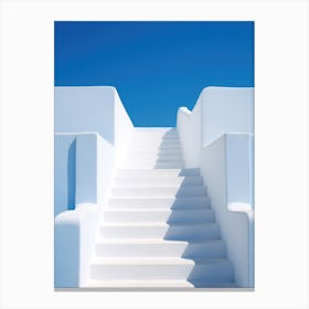White Stairs Leading To A Blue Sky Canvas Print