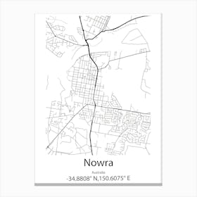 Nowra,Australia Minimalist Map Canvas Print