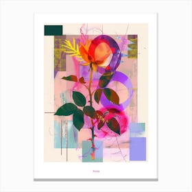 Rose 3 Neon Flower Collage Poster Canvas Print