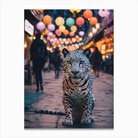 Lanterns and Snow Leopard Canvas Print