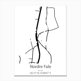 Nordre Fale,Norway Minimalist Map Canvas Print