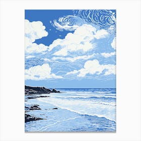A Screen Print Of Gwithian Beach Cornwall 3 Canvas Print