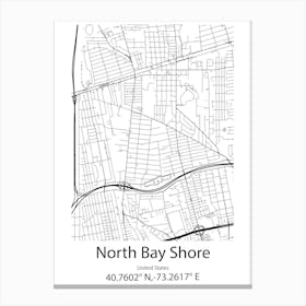 North Bay,Canada Minimalist Map Canvas Print