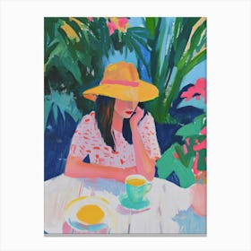 Lady in Hat Gouache Painting Canvas Print