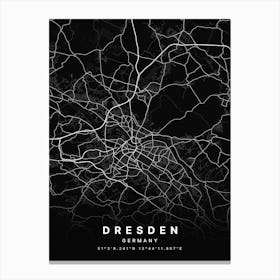 Dresden Germany Black Map Canvas Print