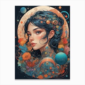 Girl With A Moon 1 Canvas Print