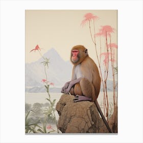 Macaque 3 Tropical Animal Portrait Canvas Print