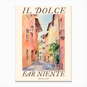 Il Dolce Far Niente Bolzano, Italy Watercolour Streets 3 Poster Canvas Print