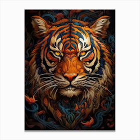 Tiger Art In Mural Art Style 3 Canvas Print