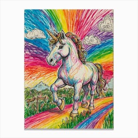 Unicorn On Rainbow Road Canvas Print