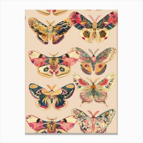 Pink Butterflies William Morris Style 11 Canvas Print