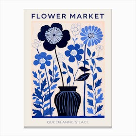 Blue Flower Market Poster Queen Annes Lace 4 Canvas Print