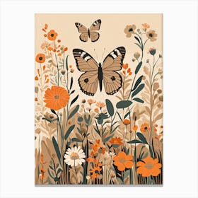 Butterflies and Flowers in Soft Colours IV Canvas Print