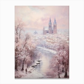 Dreamy Winter Painting Prague Czech Republic 2 Canvas Print