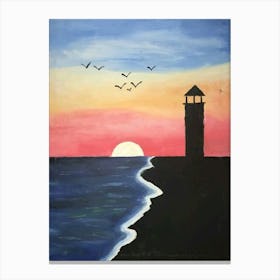 Sunset At The Lighthouse Canvas Print