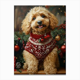 Christmas Goldendoodle 2 Canvas Print