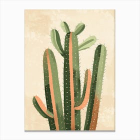 Rat Tail Cactus Minimalist Abstract Illustration 2 Canvas Print