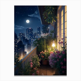 Night On The Balcony Canvas Print