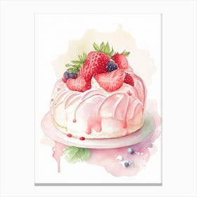 Strawberry Pavlova, Dessert, Food Gouache Canvas Print