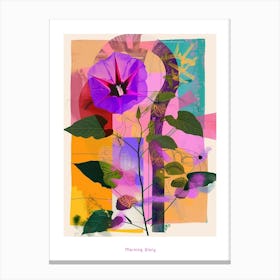 Morning Glory 8 Neon Flower Collage Poster Canvas Print