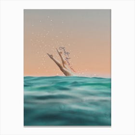Typography Just Dive In Quote Canvas Print