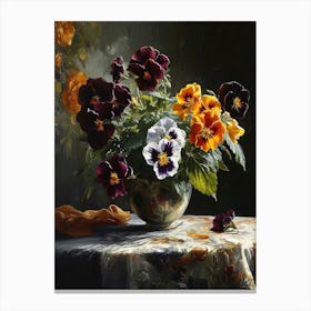 Baroque Floral Still Life Wild Pansy 3 Canvas Print