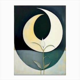 Crescent Moon And Lotus 1, Symbol Abstract Painting Canvas Print