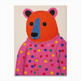 Pink Polka Dot Wombat 2 Canvas Print