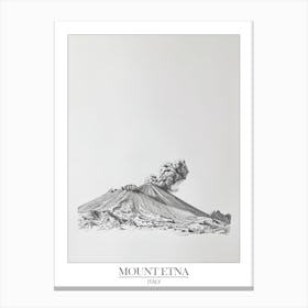 Mount Etna Italy Line Drawing 4 Poster Canvas Print