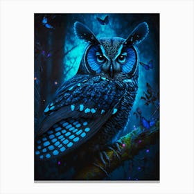 Blue gorgeous owl Canvas Print