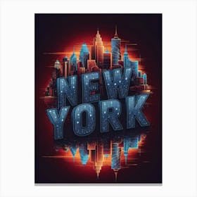 A Captivating And Vibrant 4k Vector T Shirt Design Presents An Imaginative New York City Skyline, Seamlessly Blending Modern And Futuristic Architectural Styles Leinwandbild