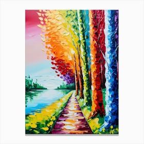 Colorful Trees By The Lake Canvas Print