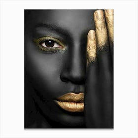 Black Woman With Gold Makeup 5 Canvas Print