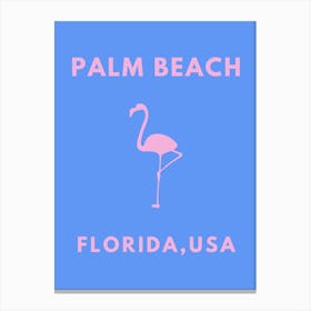 Palm Beach Florida wall art | Pink and blue travel print Canvas Print