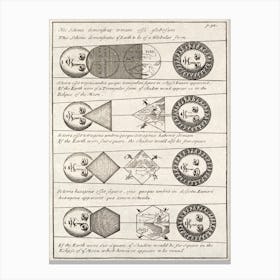 Four Diagrams Of Solar Eclipses (1711) Canvas Print