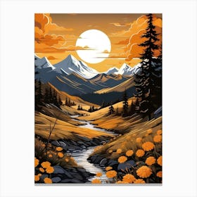 Forest at sunset Canvas Print