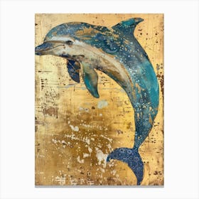 Dolphin Gold Effect Collage 3 Canvas Print