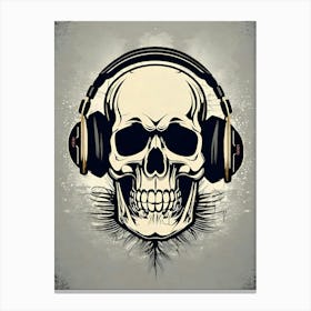 Skull With Headphones 95 Canvas Print