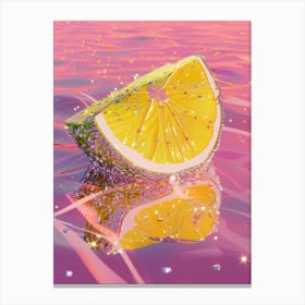 Disco Lemon Pink Poster Glam Glitter Effect Lemons Canvas Print