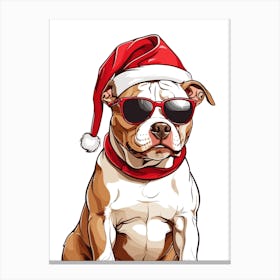 Christmas Pitbull Dog Canvas Print