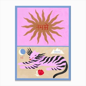 The Tigress And The Sun Pink & Beige Canvas Print