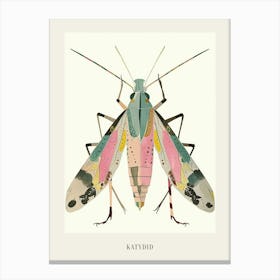 Colourful Insect Illustration Katydid 6 Poster Canvas Print