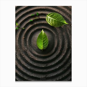 Meditative Circle With Green Leaves Canvas Print