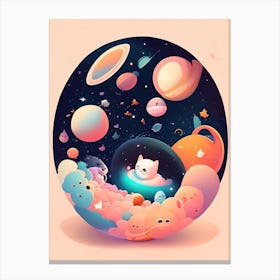 Universe Kawaii Kids Space Canvas Print
