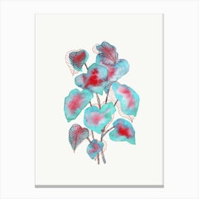 Turquoise Pink Watercolor Plant Canvas Print