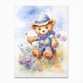Explorer Teddy Bear Painting Watercolour 2 Canvas Print