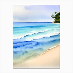 Galley Bay Beach, Antigua Watercolour Canvas Print