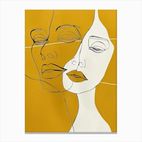 Simplicity Lines Woman Abstract In Yellow 3 Canvas Print