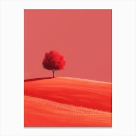 Tree In A Red Field Canvas Print